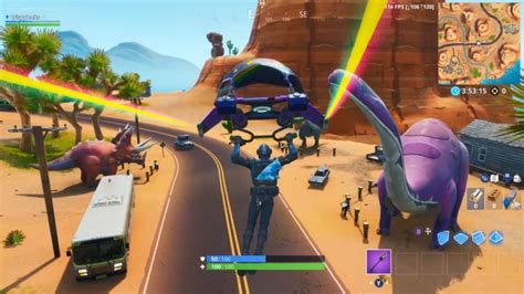 Fortnite Where To Dance Between Three Ice Sculptures Three Dinosaurs