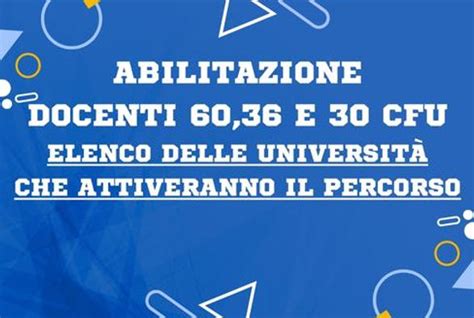 Abilitazione Docenti E Cfu Elenco Delle Universit