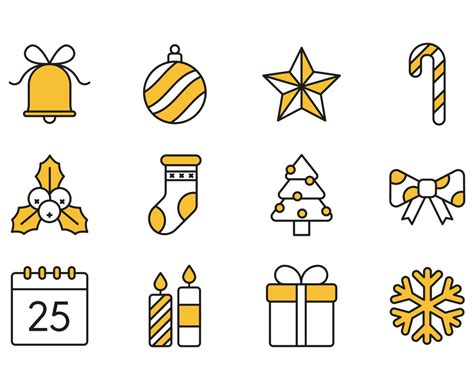 Simple Christmas Line Icons Set