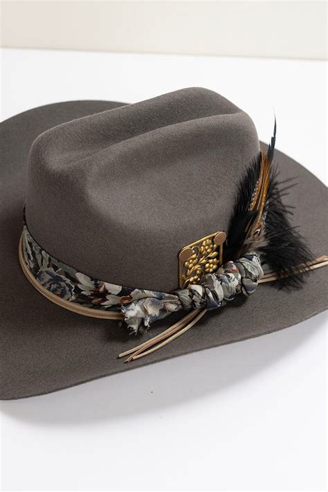 One Of A Kind Gray Western Hat With Vintage Gold Floral Detail In 2023