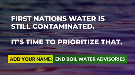 End Boil Water Advisories On First Nations Reserves