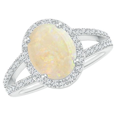 Customizable Gia Certified Natural Opal Split Shank Halo Ring In Yellow