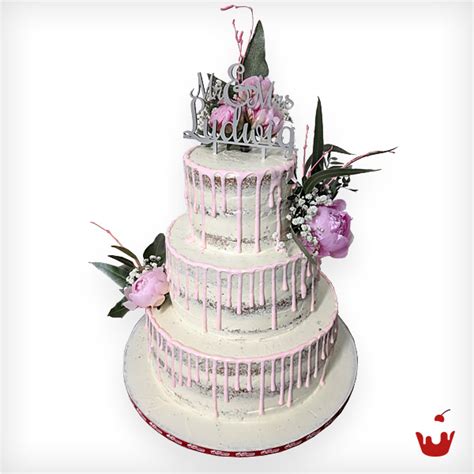 Hochzeitstorte Naked Cake Zartrosa Drip Cake Hamova Konditorei