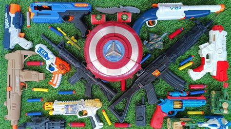 Collecting 7 Sniper Rifles And AK 47 Captain America Gun NERF Gun Glock