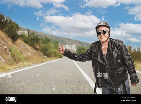 Mature Hitchhiker In Black Leather Hi Res Stock Photography And Images Alamy