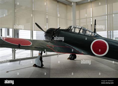 A Wwii Japanese Zero Fighter Aircraft Display In Yushukan Museum In