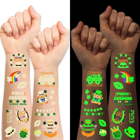 Hojas De Tatuajes Temporales Luminosos Para El D A De San Patricio