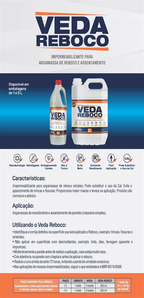 Rebotec Veda Reboco 5L Impermeabilizante Para Argamassa Ailos Aproxi