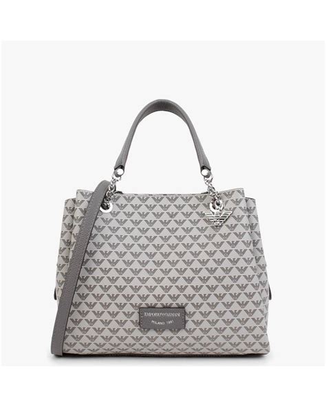 Emporio Armani Eagle Rock Repeat Logo Tote Bag In Gray Lyst