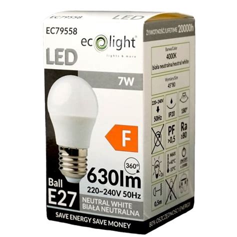 ECOLIGHT Golf ball EC79558 7W E27 Żarówka LED niskie ceny i opinie w