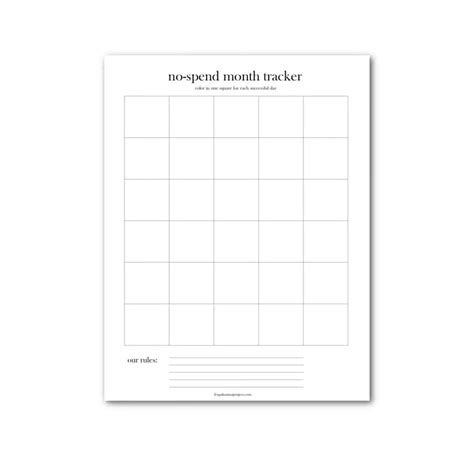 No Spend Tracker Free Printable