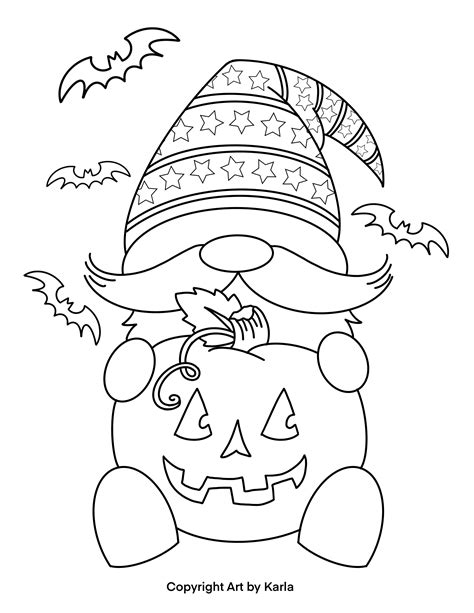 Free Halloween Gnome Coloring Pages Art By Karla Buymeacoffee