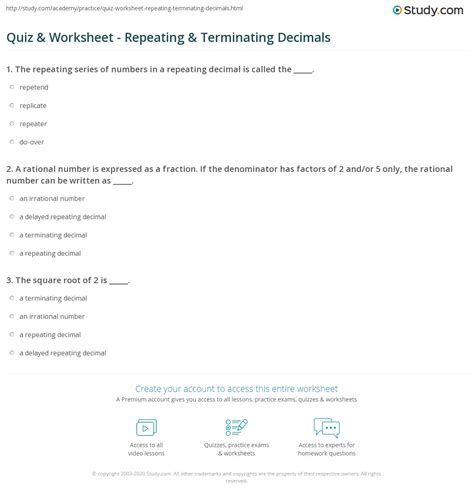 Terminating And Repeating Decimals Worksheet Zip Worksheet