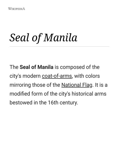 Seal Of Manila Wikipedia Pdf Heraldry Symbols