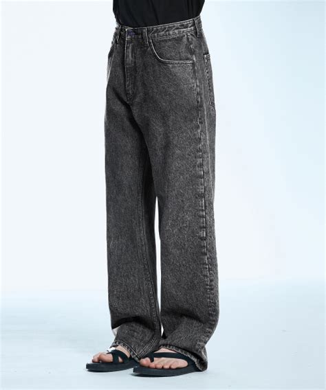 Musinsa Secondmono Snow Texture Wide Denim Pants Snow Black