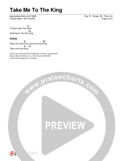 Take Me To The King Chords PDF (Tamela Mann / Kirk Franklin) - PraiseCharts