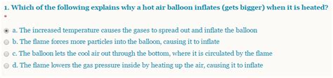 Solved Which Of The Following Explains Why A Hot Air Balloon Chegg