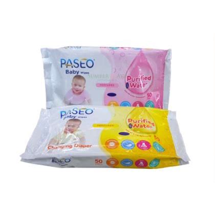 Paseo BABY WIPES WET TISSUE CHANGING DIAPERS 50 SheetS Alcohol