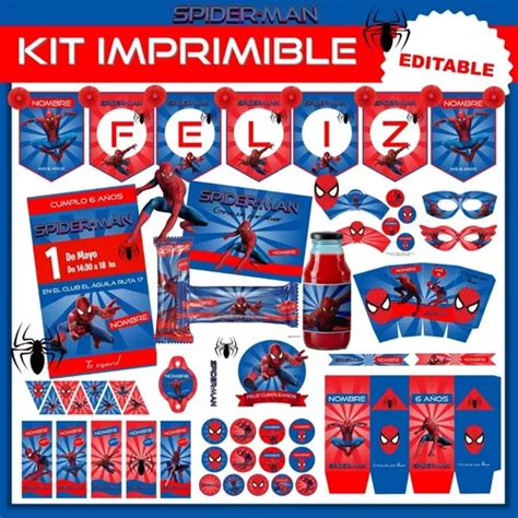 Kit Imprimible Spiderman Editable Hombre Ara A En Venta En R O