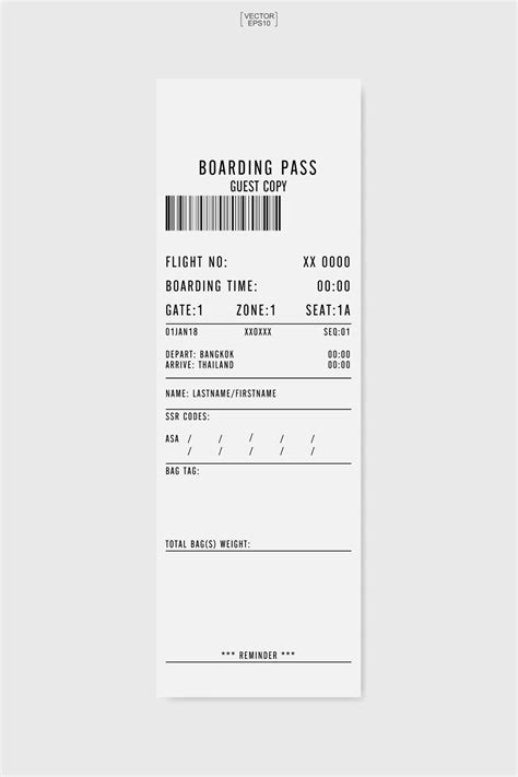 Airline Boarding Pass Ticket White Boarding Pass Paper Sheet Vector 3715562 Vector Art At