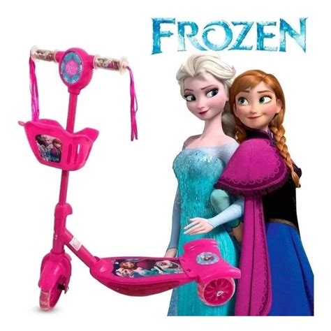 Patinete Infantil Musical Rodas Cesto E Luzes Frozen Princesas