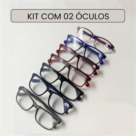 Óculos De Descanso Tem Grau - Kit com 2 Óculos de Grau para Leitura / Trabalho / Descanso Unissex ...