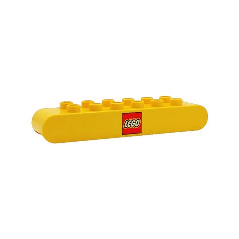 Lego Yellow Duplo Brick X Rounded Ends With Lego Logo