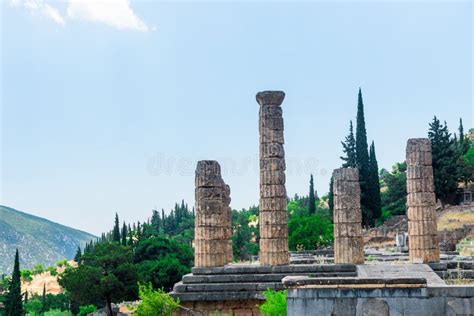 Ruins of an Ancient Greek Temple of Apollo at Delphi Stock Image ...