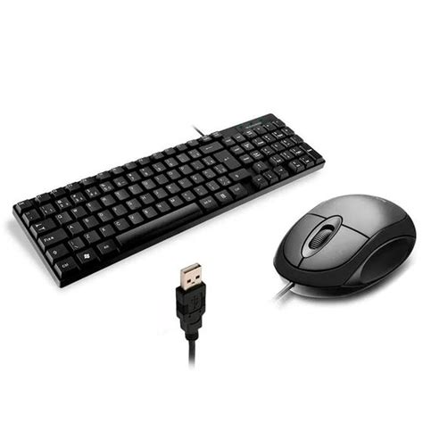 Kit Teclado E Mouse Usb Fio Basico Preto Multilaser Slim Kit