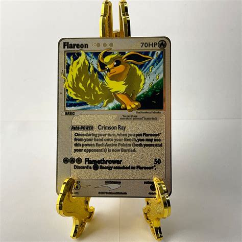 Flareon Gold Star Gold Metal Stainless Steel Pokemon Card Nm Etsy