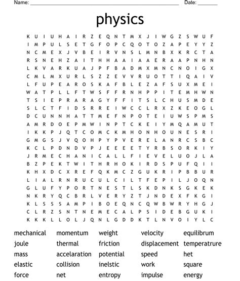 Physics Word Search WordMint