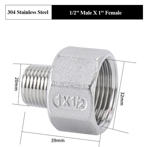 304 Stainless Steel Male To Female Pipe Connector Hexagonal Fittings 1