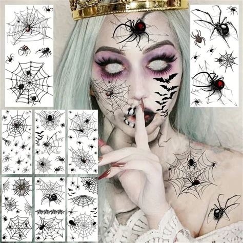 Blatt Gro E D Spinnennetz Tempor Re Tattoos Halloween Make Up Set