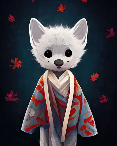 Arctic Fox Kimono | Art | Stickers | Illustration | Fox illustration ...