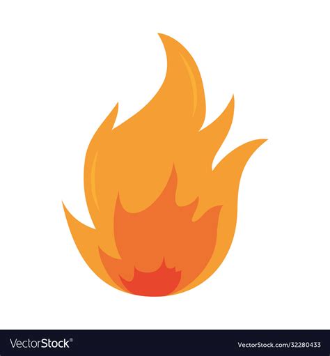 Fire Flame Burning Hot Glow Flat Design Icon Vector Image