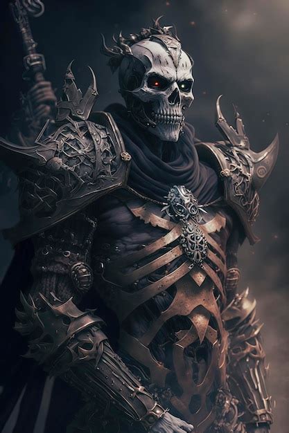 Premium Photo | Epic depiction of a skeleton warrior in art generative ai