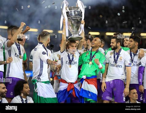 Real Madrid's Luka Modric celebrates with the trophy after the 2017 ...