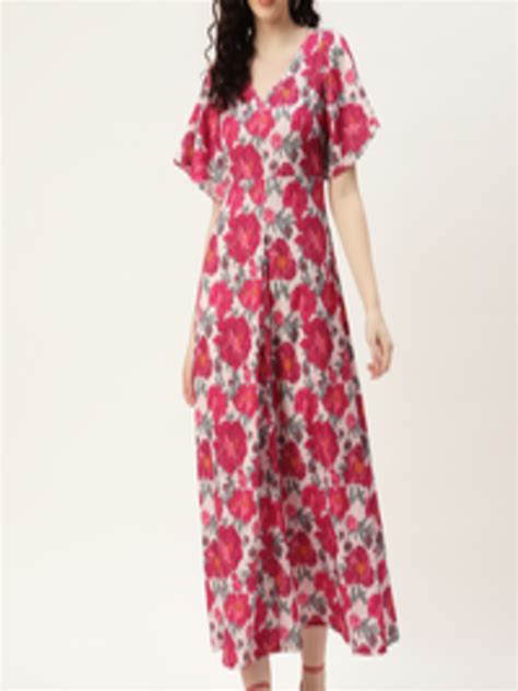 Buy Sleek Italia Floral Printed Flared Sleeve Crepe A Line Midi Dress