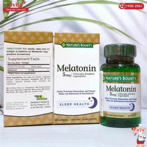 Nature s Bounty Melatonin 5mg Hỗ Trợ Giấc Ngủ Ngon Hộp 60v