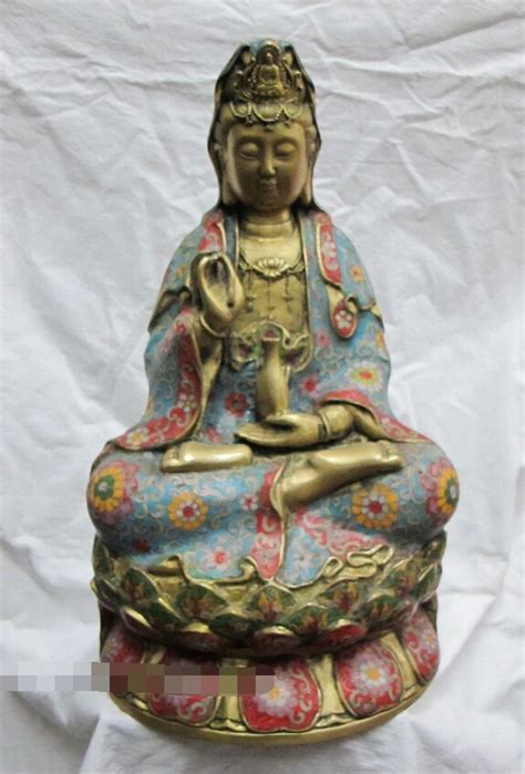 Bir Tibetan Bronze Cloisonne Buddha Kalasa Dew Bottle Kwan