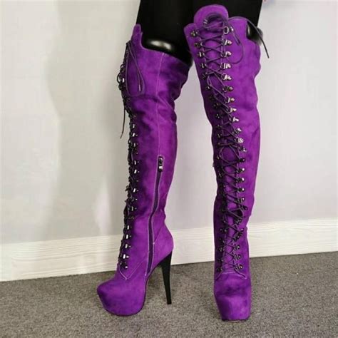 New Plus Size 34 47 Cross Tied Party Over The Knee Boots Ladies Sexy T