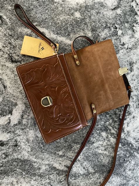 Patricia Nash Tooled Florence Lanza Leather Crossbody Gem