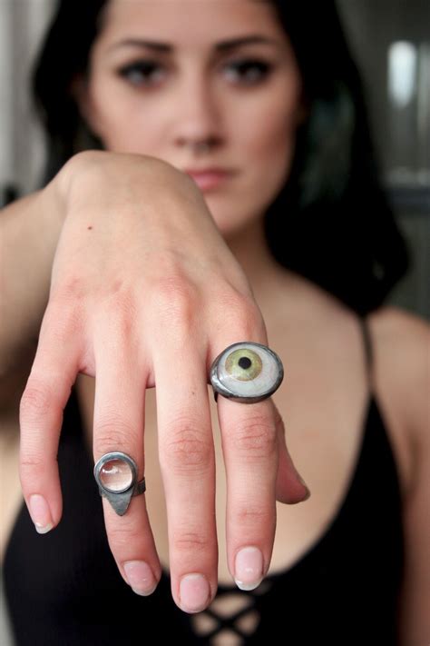 Green Prosthetic Eye Ring Esoteric Sterling Silver Eyeball Etsy