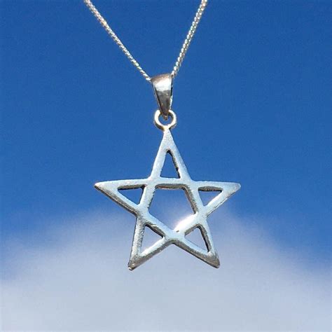 925 Star Pentacle Pentagram Pendant Necklace Sterling Silver Etsy Uk