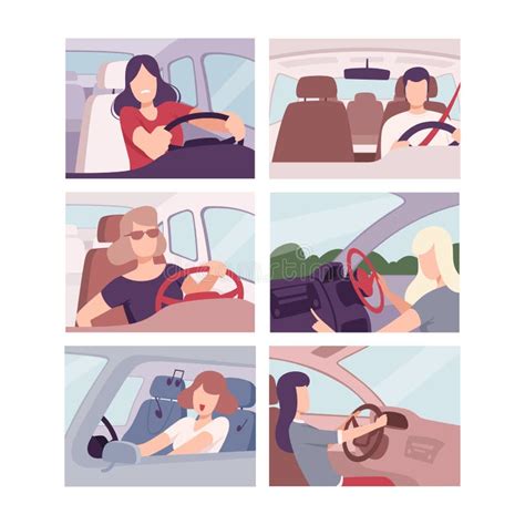 Personas Dentro De Un Coche Conductores Hombres Y Mujeres Que Conducen