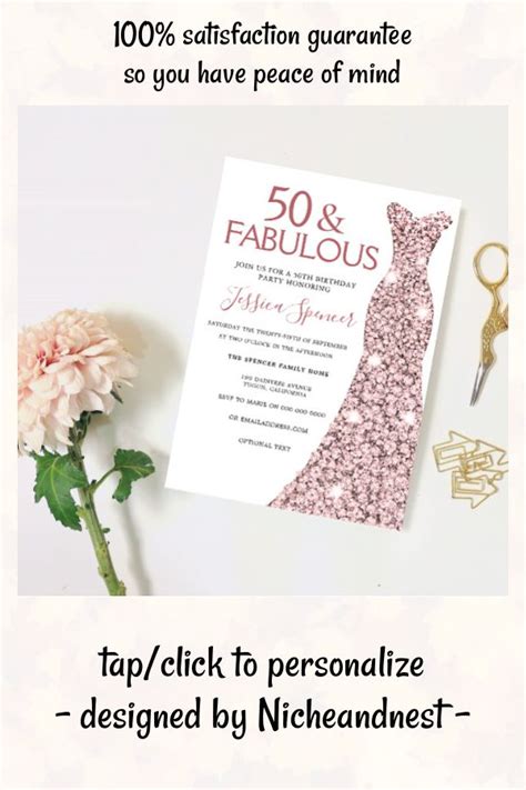 50 And Fabulous Rose Gold Dress 50th Birthday Party Invitation Zazzle