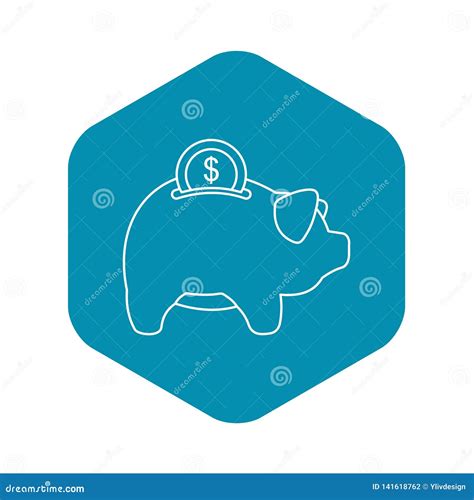 Pig Money Box Icon Outline Style Stock Vector Illustration Of Drawn