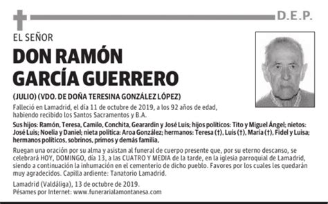 DON RAMÓN GARCÍA GUERRERO Esquela Necrológica El Diario Montañés