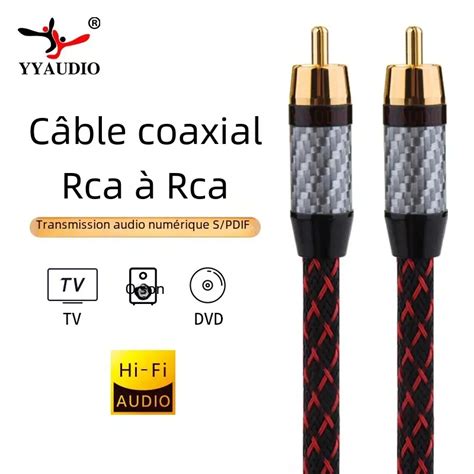 YYAUDIO C Ble Audio Coaxial Rca Vers Rca Hi Fi M Le Vers M Le Haut Png