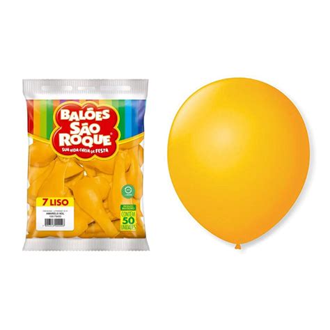 Balão cor amarelo sol tamanho 7 pacote 50un São Roque